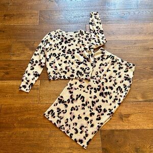 Cashmere Leopard Print Sweater and Skirt Set
